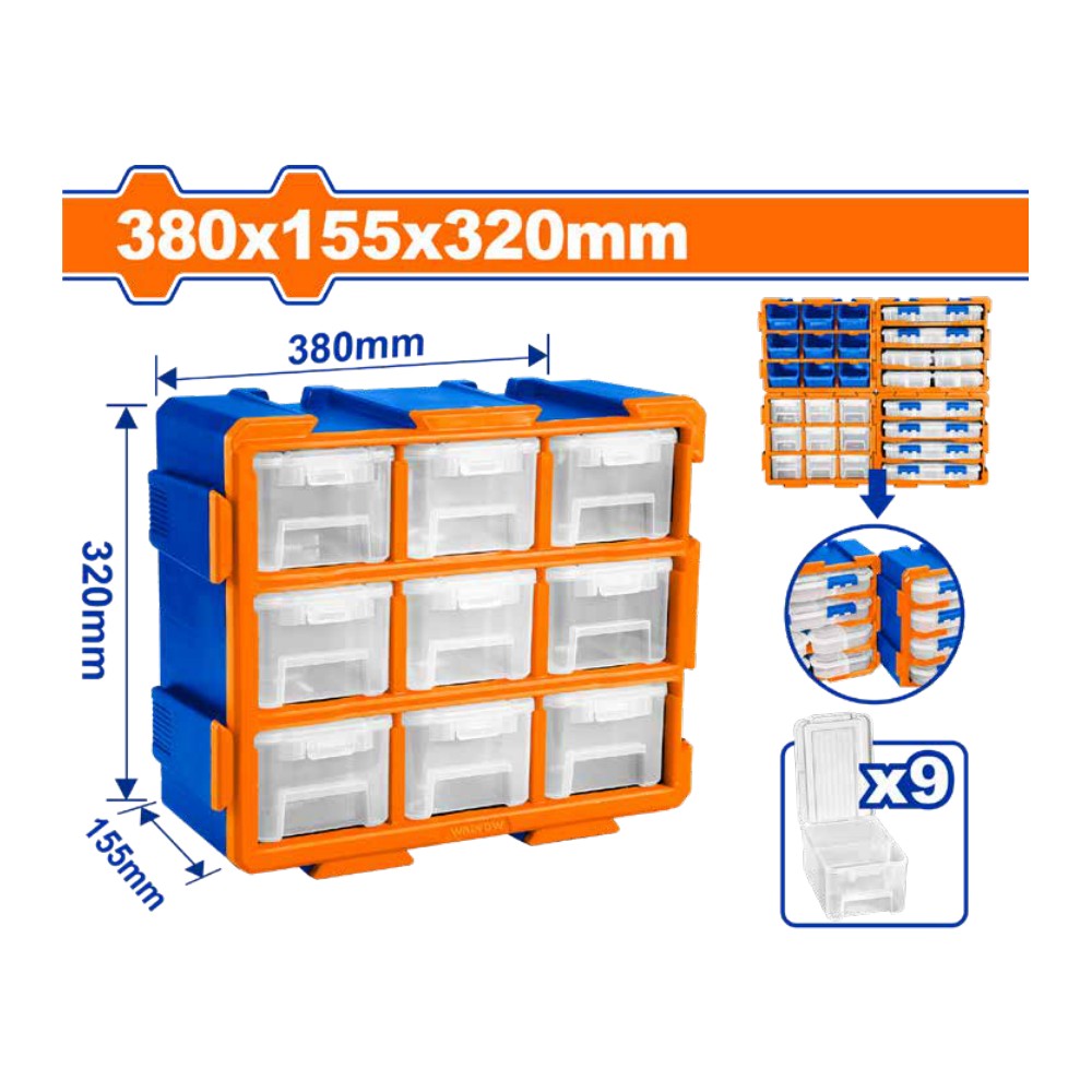 [WTB8331] Organizador modular transparente 380X155X320MM con gavetas