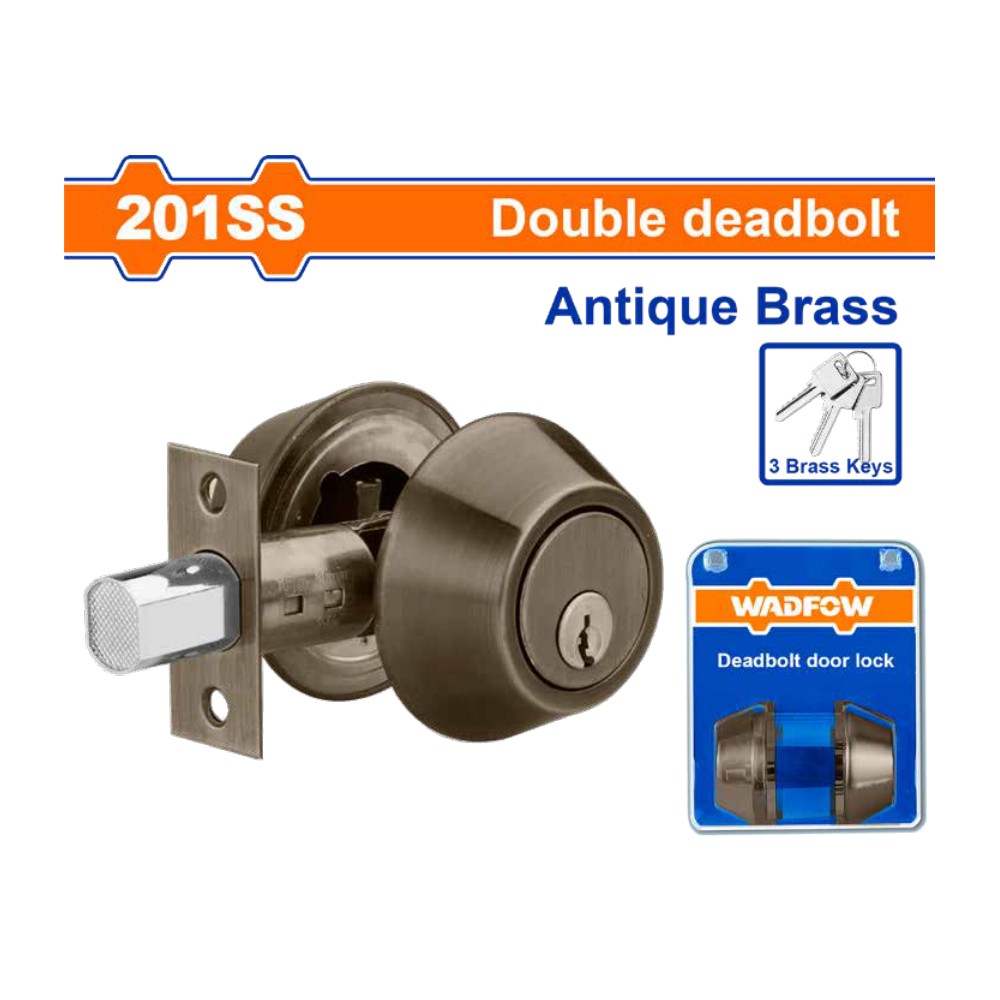 [WUE1512] Cerradura cerrojo acero inoxidable bronce antiguo llave/llave
