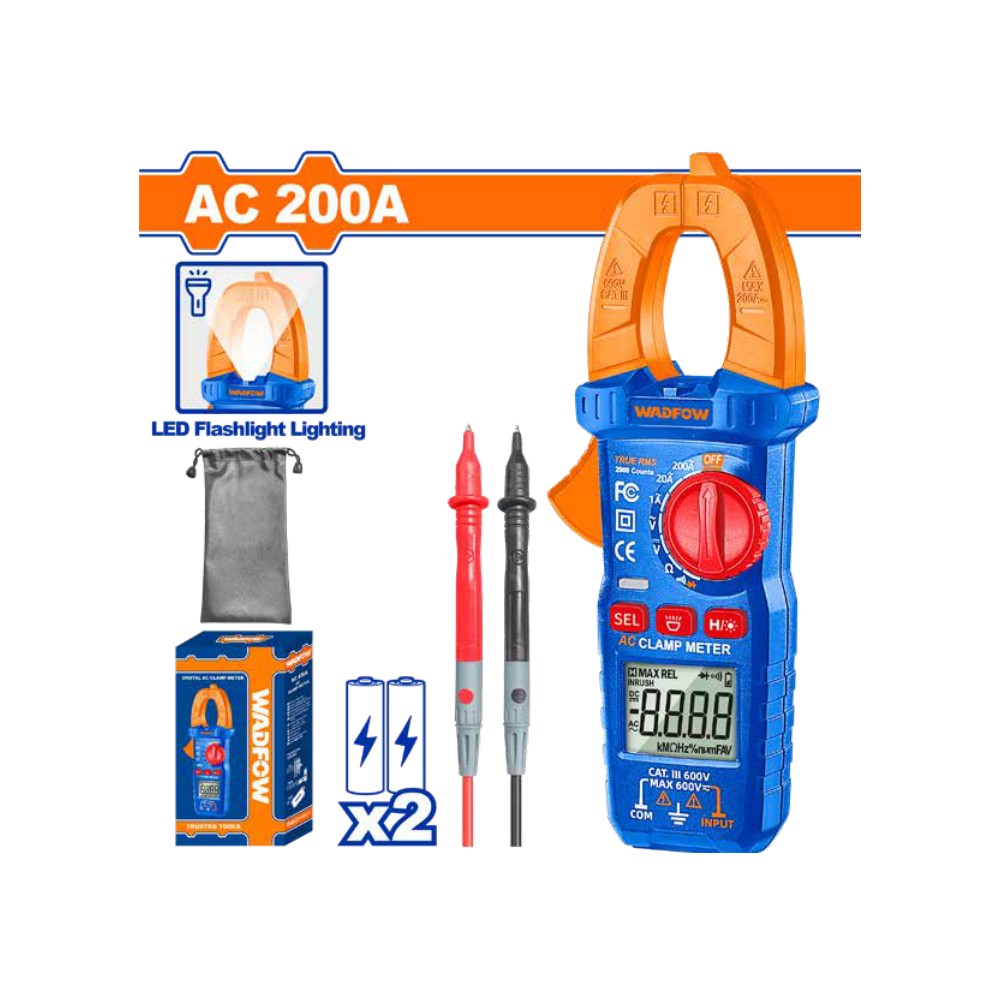 [WDM8201] Pinza amperimétrica digital 2000 cuentas ac 200A