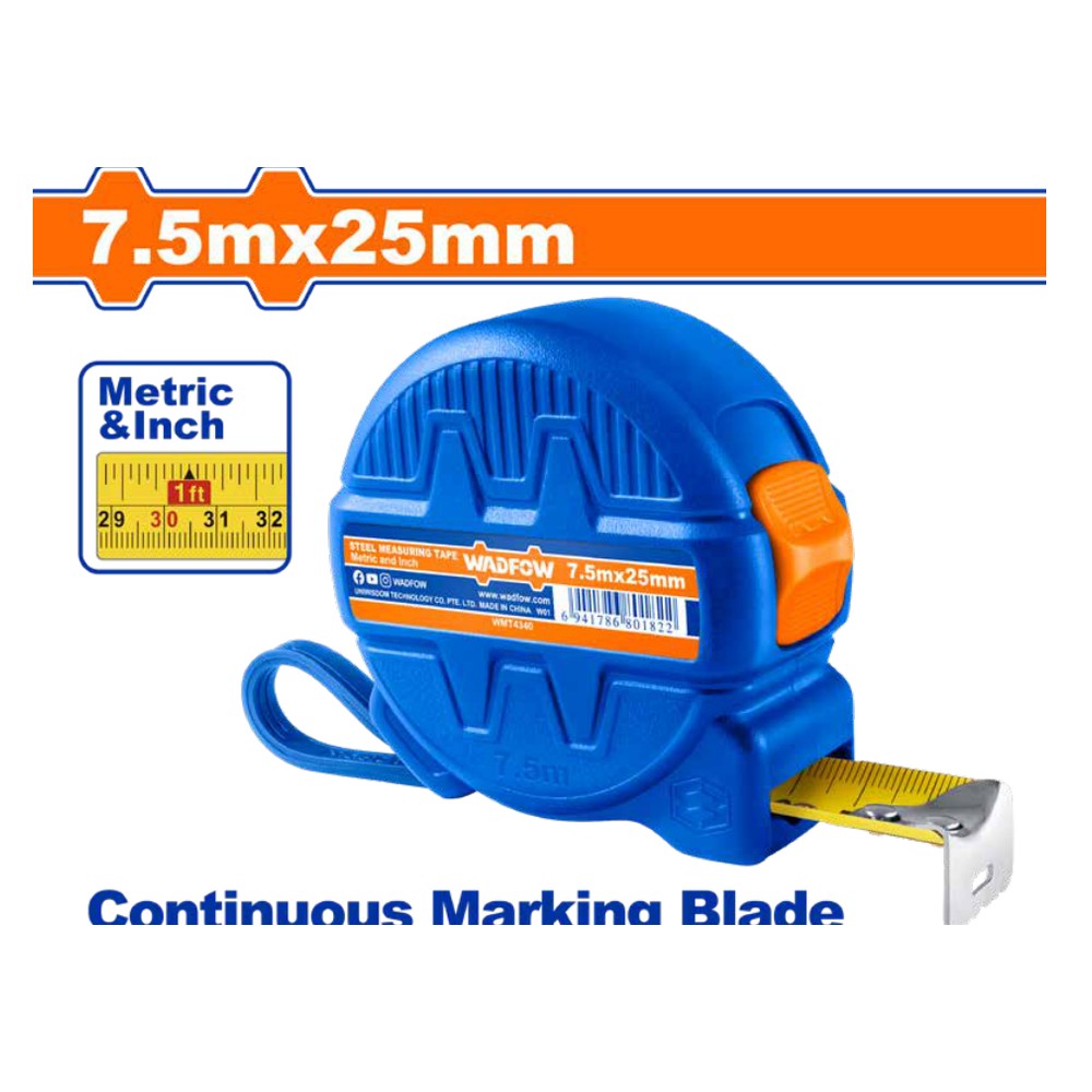 [WMT4340] Herramientas de jardinería flexometro de 7,5MX25MM plástico pala de acero m/madera cuadrada