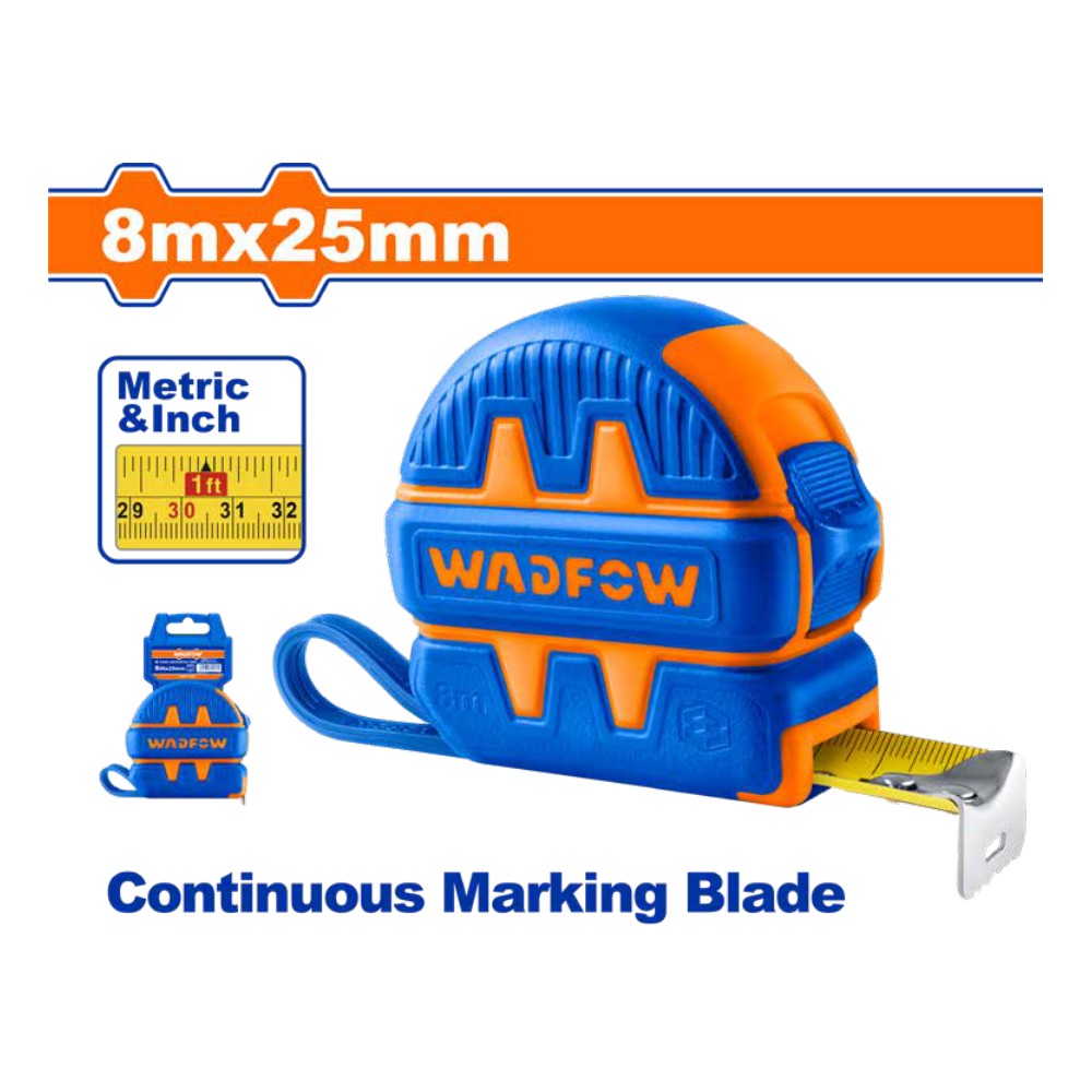 [WMT1240] Herramientas de jardinería flexometro de 8MX25MM caucho reforzado pala de acero m/madera cuadrada