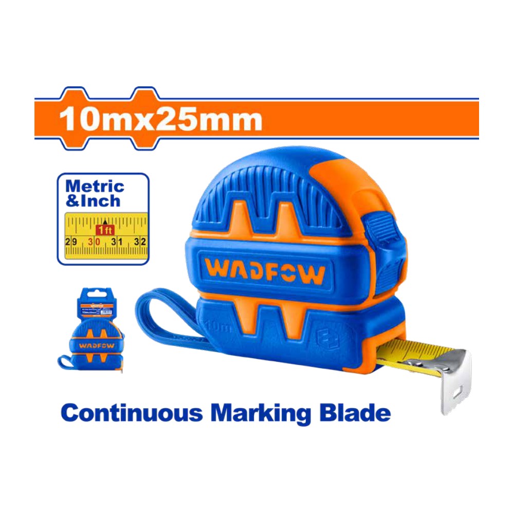[WMT1250] Herramientas de jardinería flexometro de 10MTSX25MM caucho reforzado pala de acero m/madera cuadrada