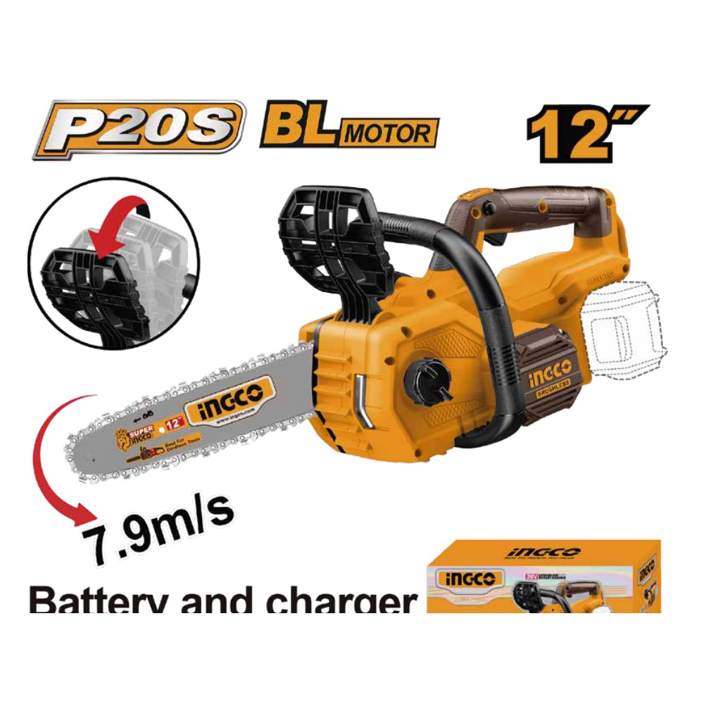 Motosierra de iones de litio 12" BL 20V INGCO