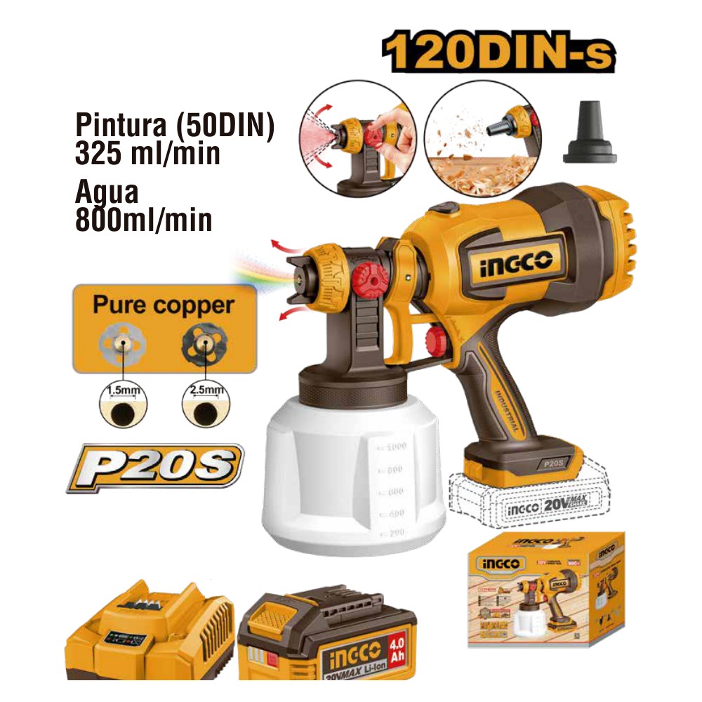 Kit pistola rociadora inalámbrica 800ML/MIN 20V