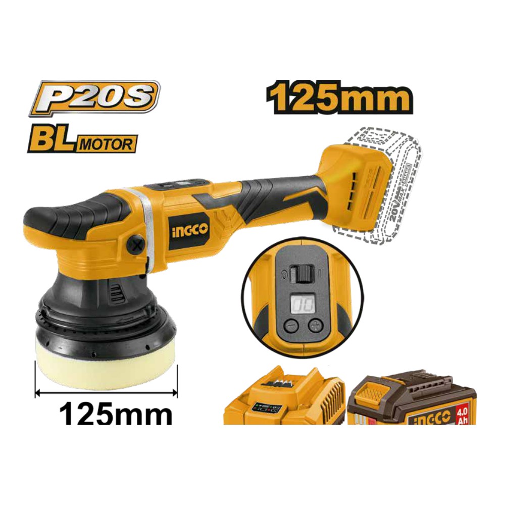 Kit pulidora inalámbrica 125MM BL 20V 4800RPM