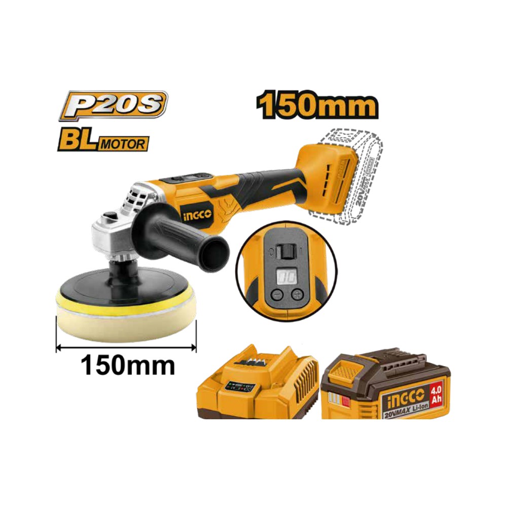 Kit pulidora inalámbrica 150MM BL 20V 2800RPM