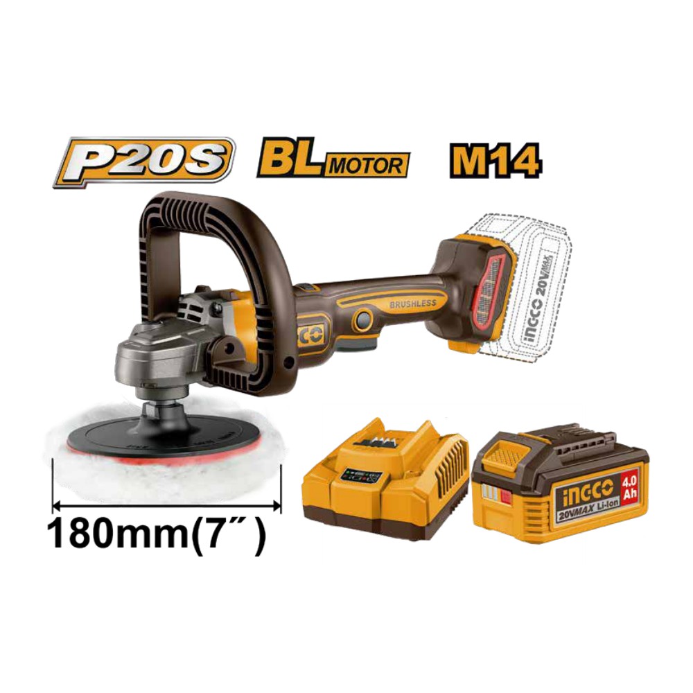 Pulidora inalámbrica 180MM BL 20V 2500RPM