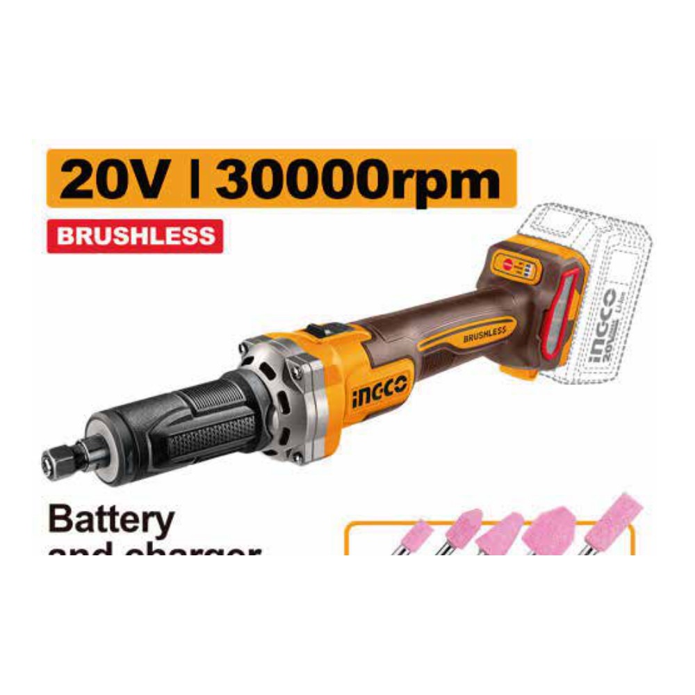 Rectificador inalámbrico 6MM/1/4" 30000RPM INGCO