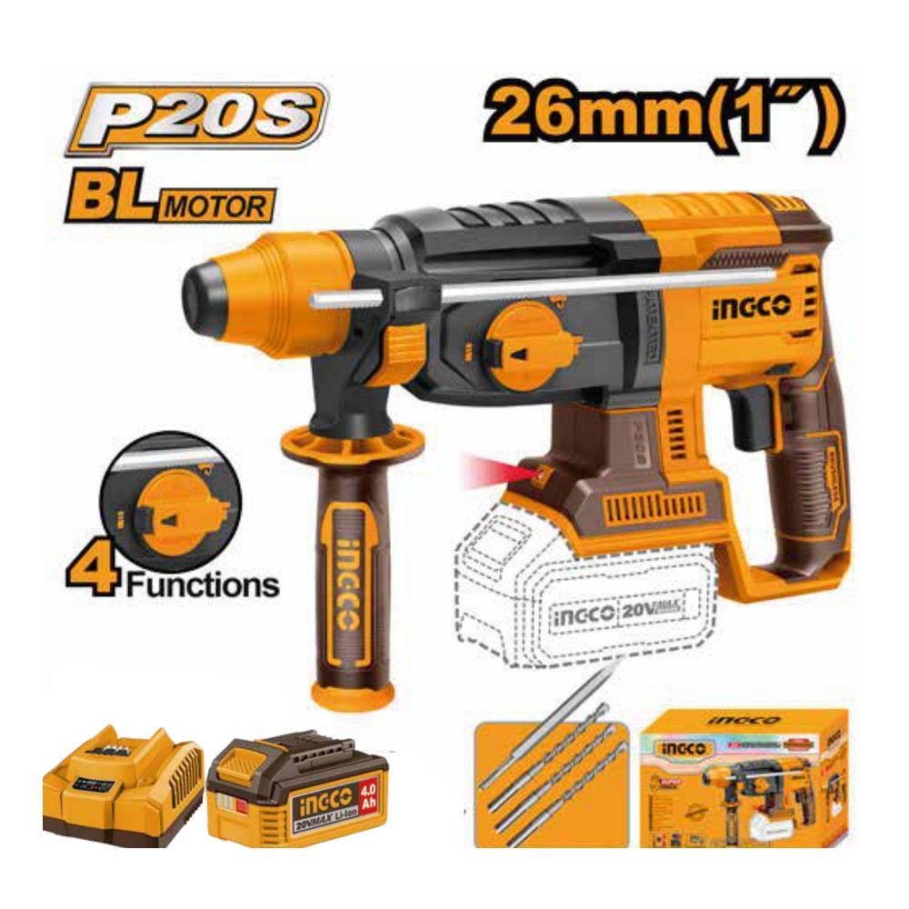 Kit rotomartillo inalámbrico 2,5J BL 20V INGCO