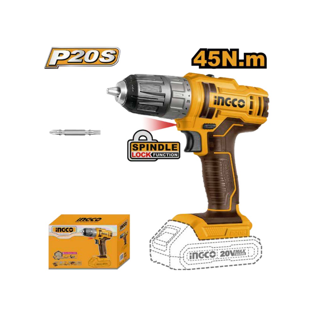 Taladro inalámbrico 3/8" 20V 45 N.m