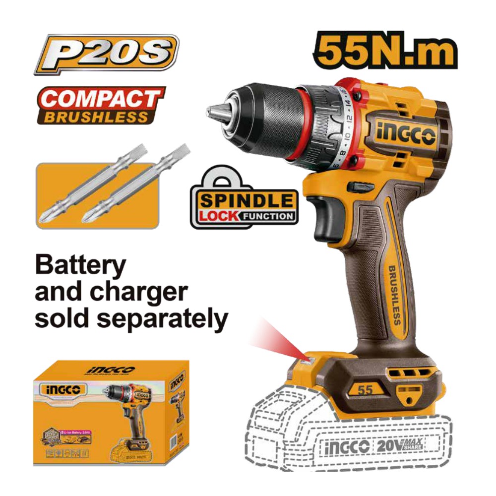 Taladro inalámbrico 1/2" 20V 55 N.m