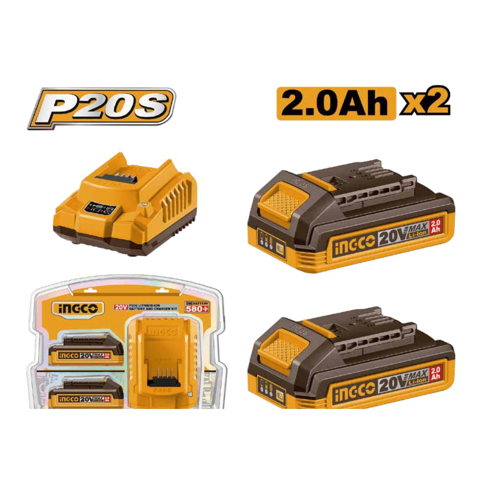 Juego de 2PCS baterías y cargador 20V 2,0Ah