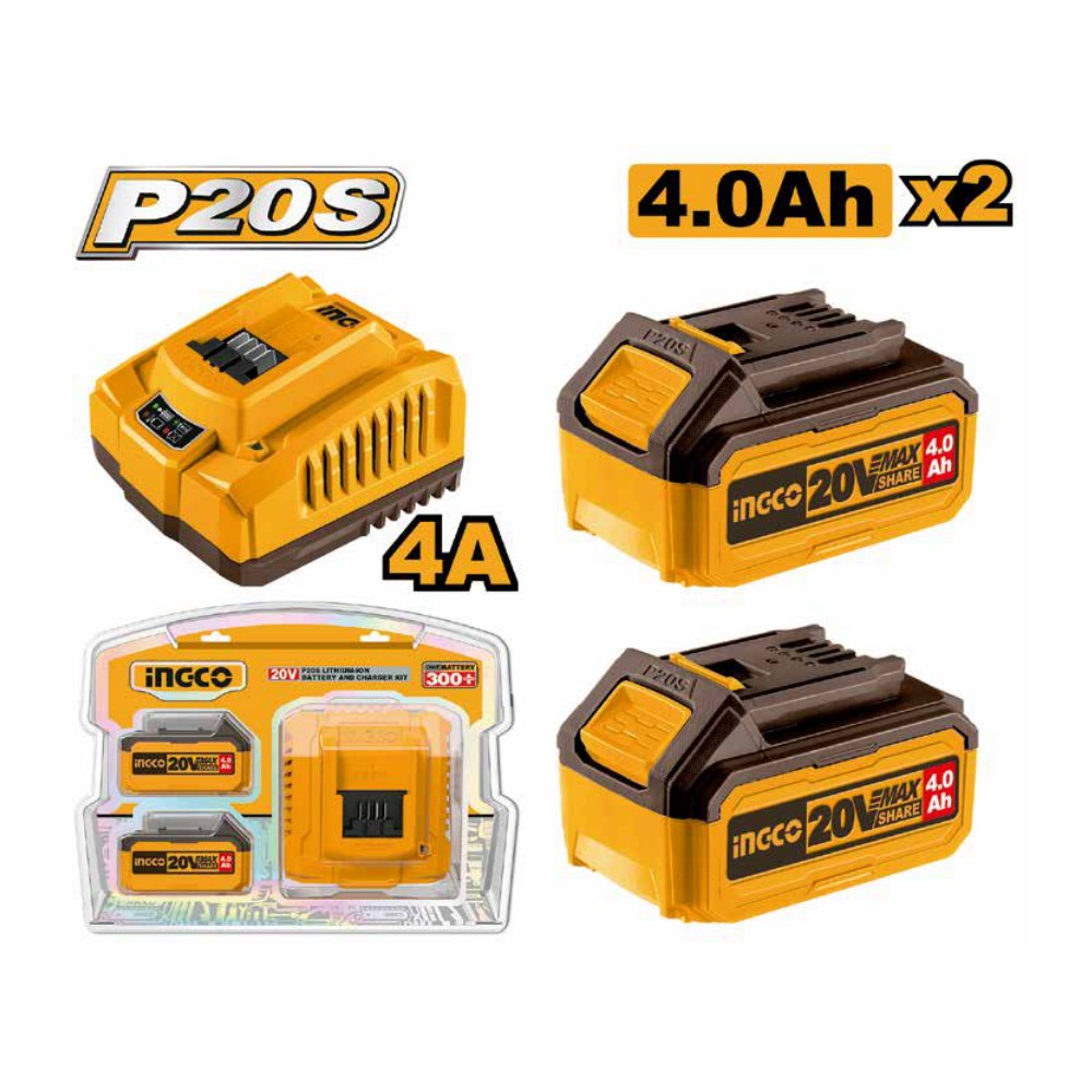 Juego de 2PCS baterías y cargador 20V 4,0Ah