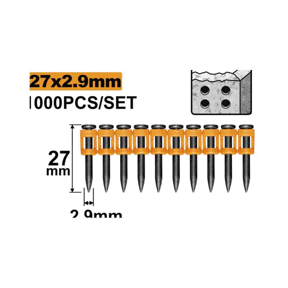 Clavos de concreto 27MM 1000PCS INGCO