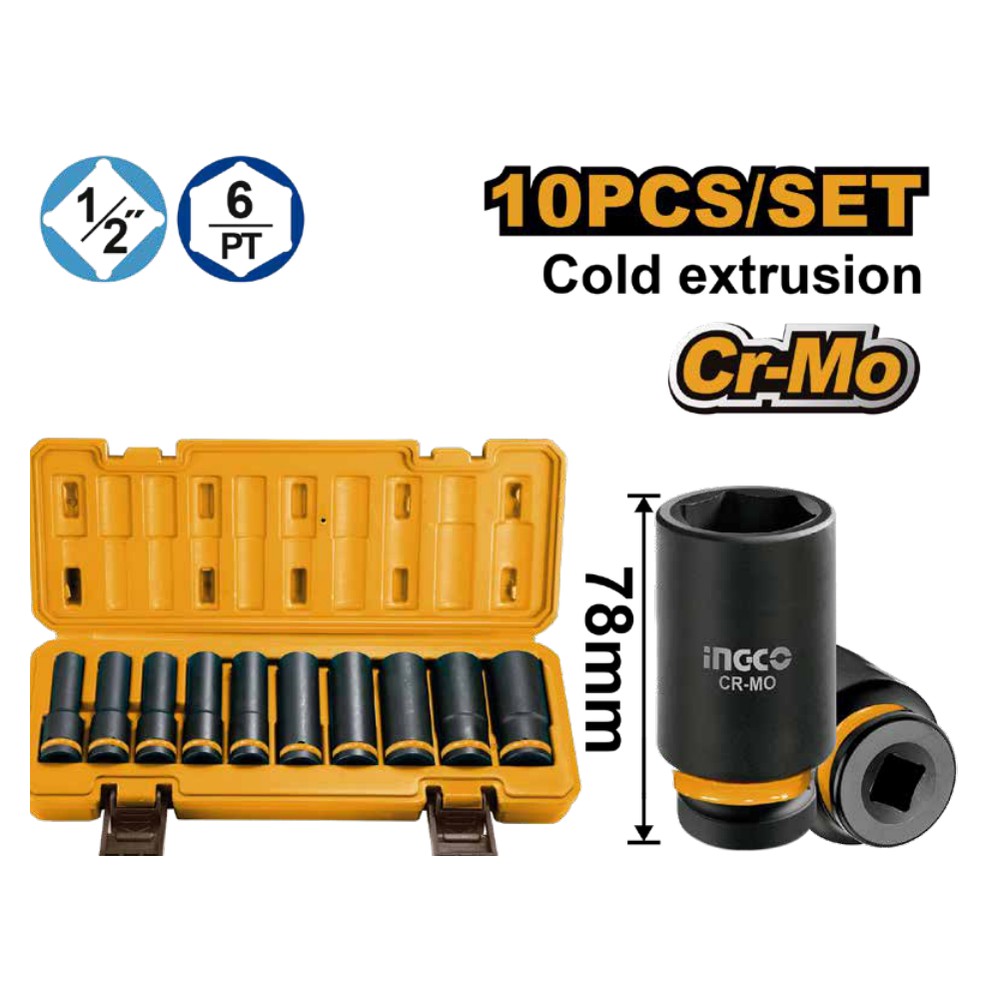 Juego de dados de impacto 1/2" - 10-12-13-14-15-17-19-21-22-24 (10 pcs)