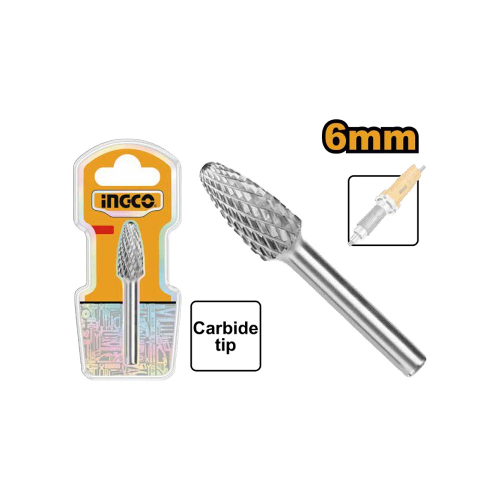 Fresa rotativa forma de cono cilindrico 6MM