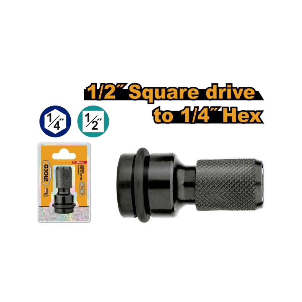 Adaptador de 1/2" a 1/4" hexagonal para convertir llave de impacto en atornillador