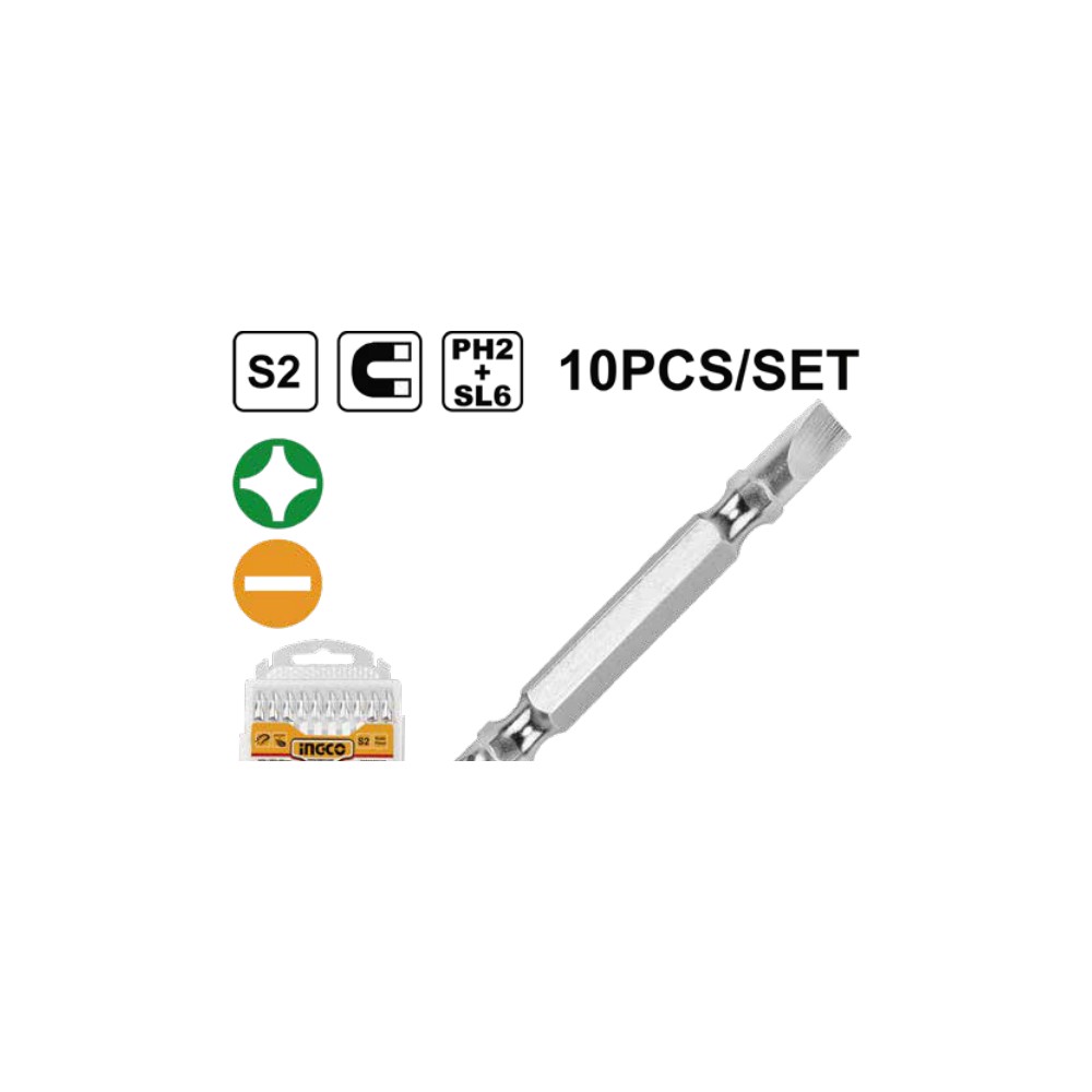 Set puntas destornillador 10PCS (ph2+sl) INGCO