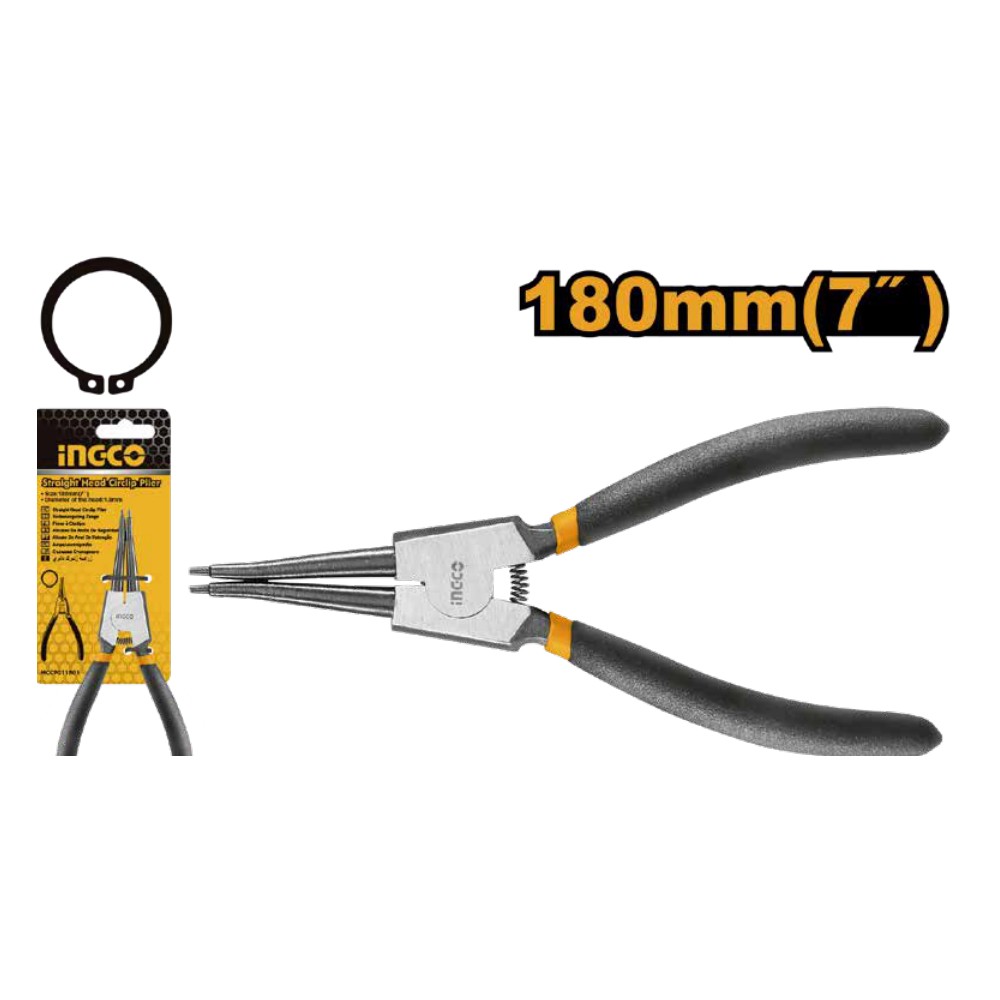 Alicate circlip cabeza recta 7" (abr)
