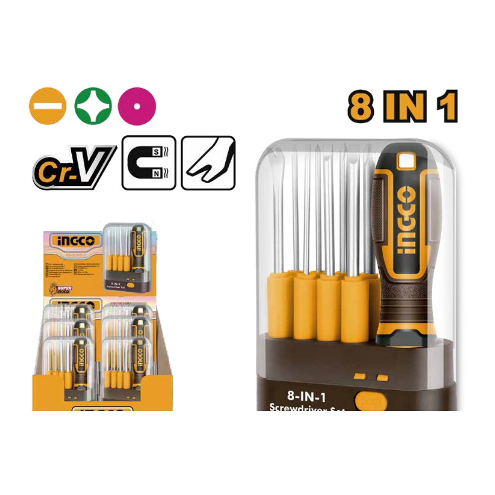 Set destornillador intercambiable 8 en 1