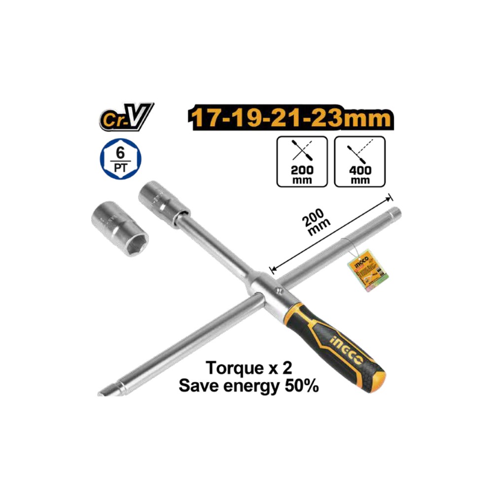 Llave rueda tipo cruz 17-21-22-23MM X 1/2"