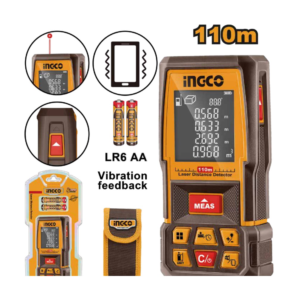 [HLDD10089] Medidor de distancia laser 110M industrial INGCO
