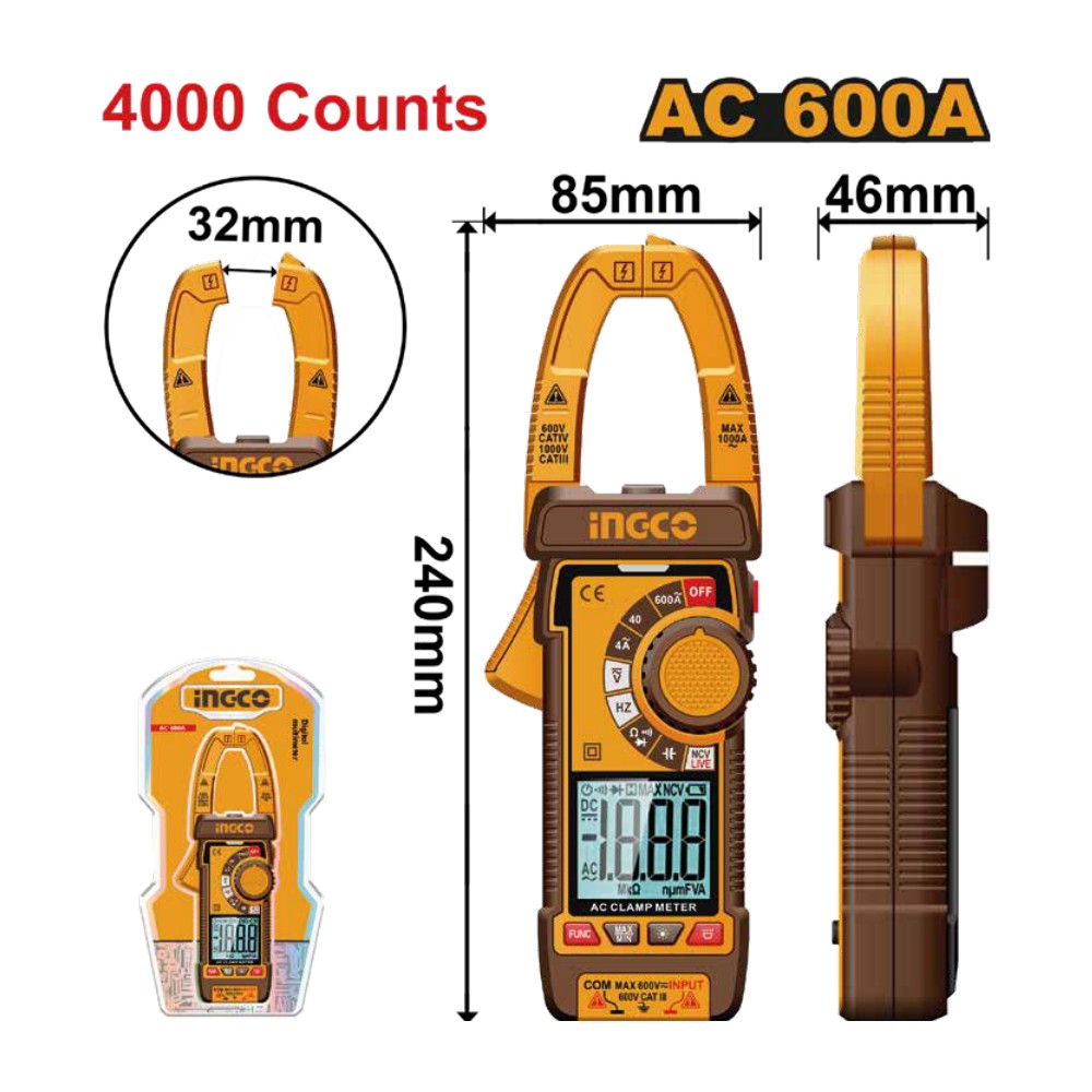 [DCM66001] Pinza amperimetrica digital 4000 cuentas