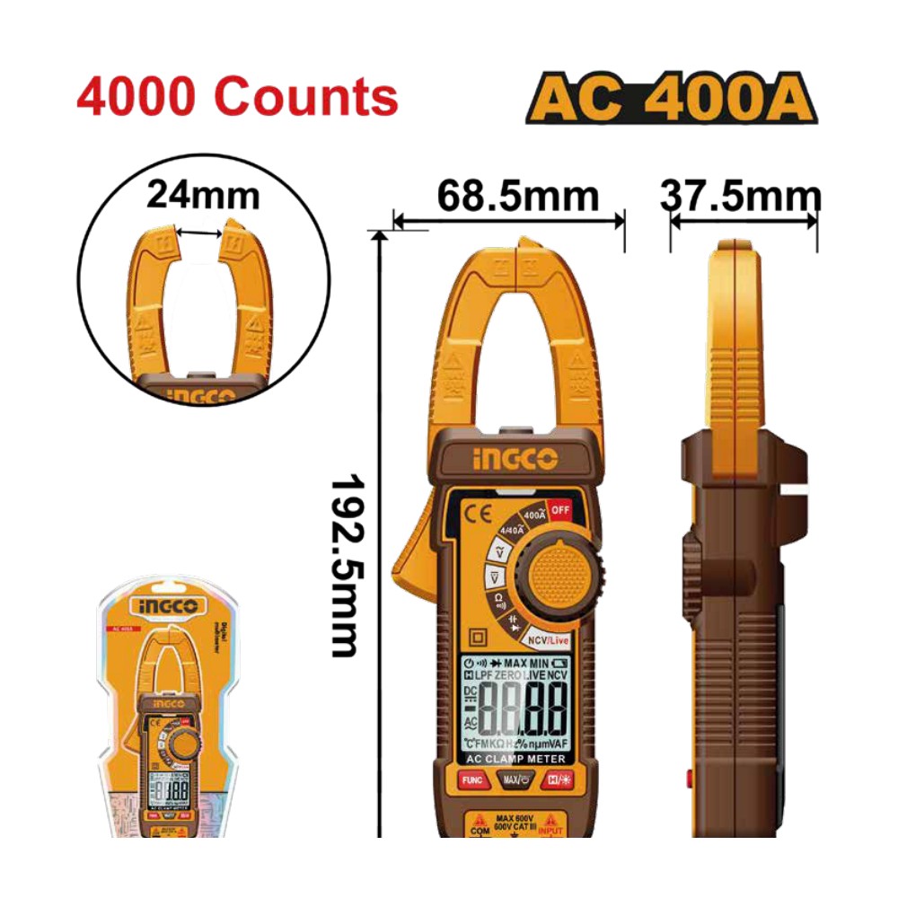 [DCM62001] Pinza amperimetrica digital 4000 cuentas