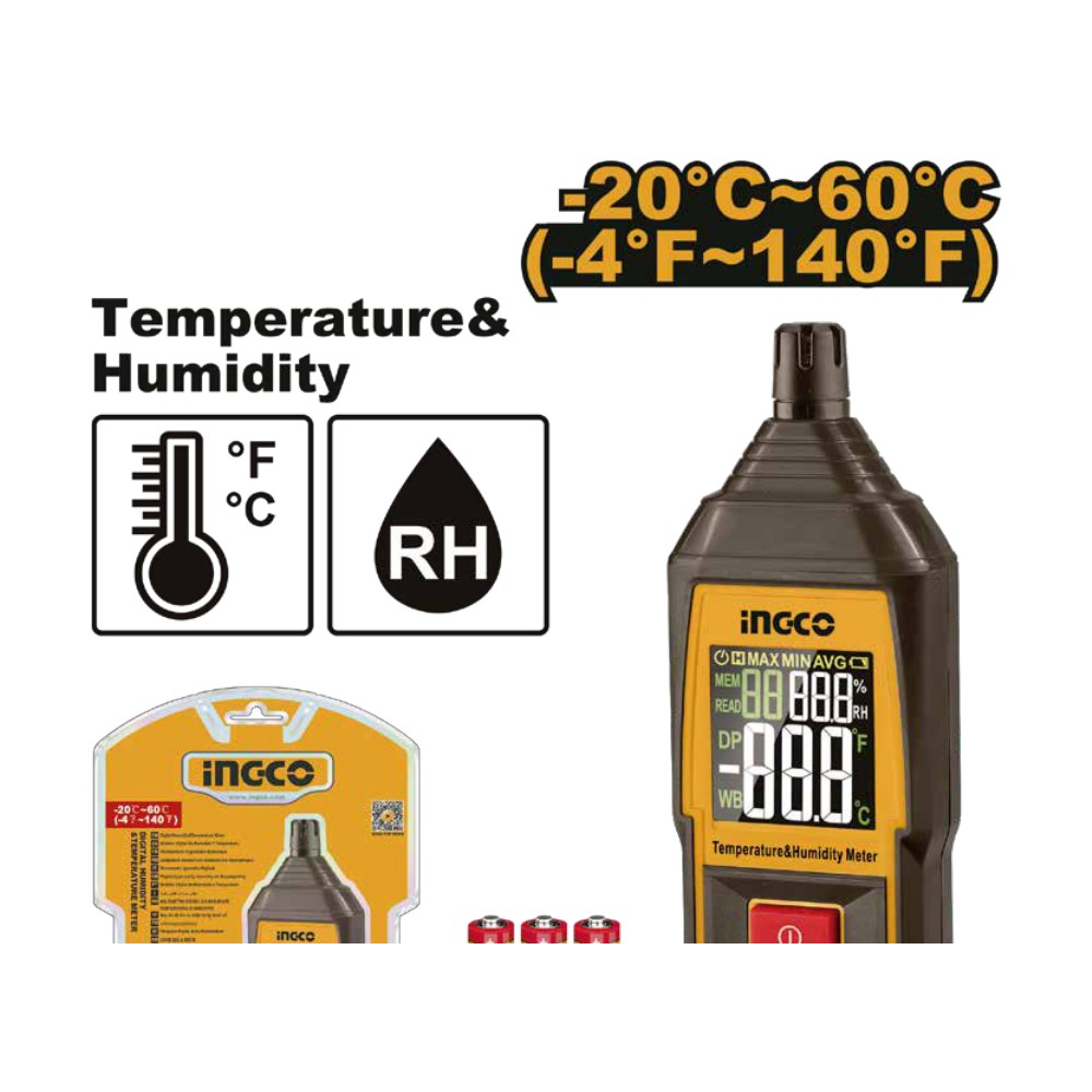 [HETHT031] Medidor de humedad y temperatura digital -20°c ~60°c (-4°f~140°f)