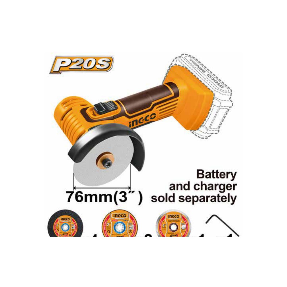 Mini amoladora 3" 20V INGCO