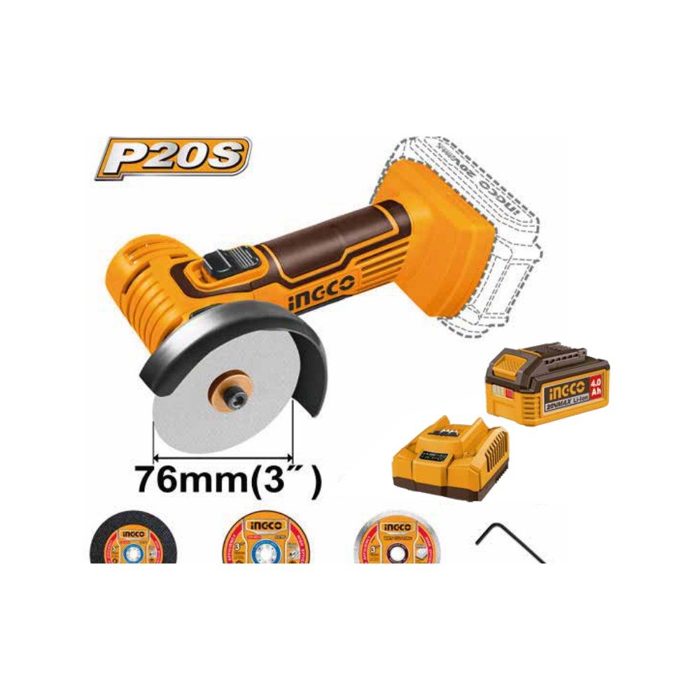 Mini amoladora 3" 20V INGCO