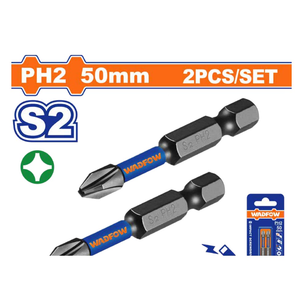 [WSV2K61] Puntas de impacto p/ destornillador estrella PH2 (50mm) set 2 PCS
