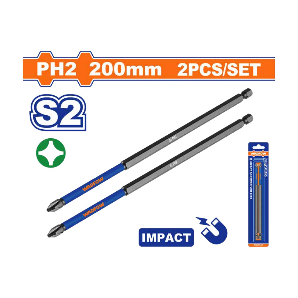 [WSV5K65] Puntas de impacto p/ destornillador estrella largas PH2 (200mm) set 2 PCS