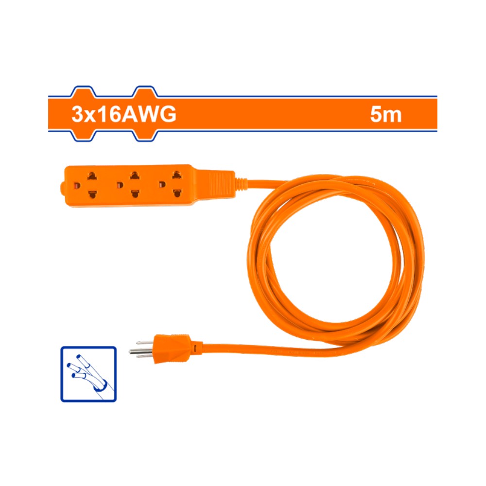 [WEJ3603] Extension 3X16 -5mts naranja 3 servicios toma