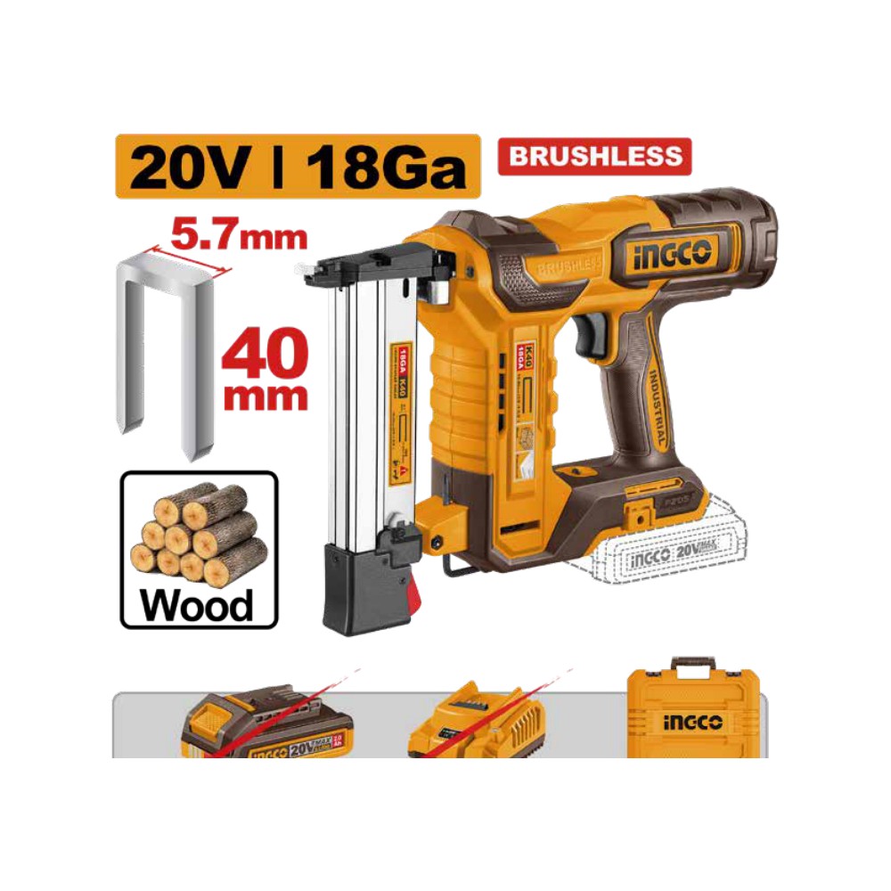 Grapadora inalámbrica 20V 40MM INGCO