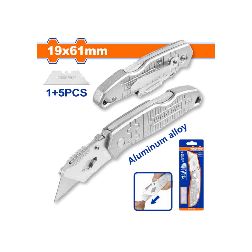 [WSK9461] Estilete metálico aluminio con repuestos 1+5 61MM X 19MM