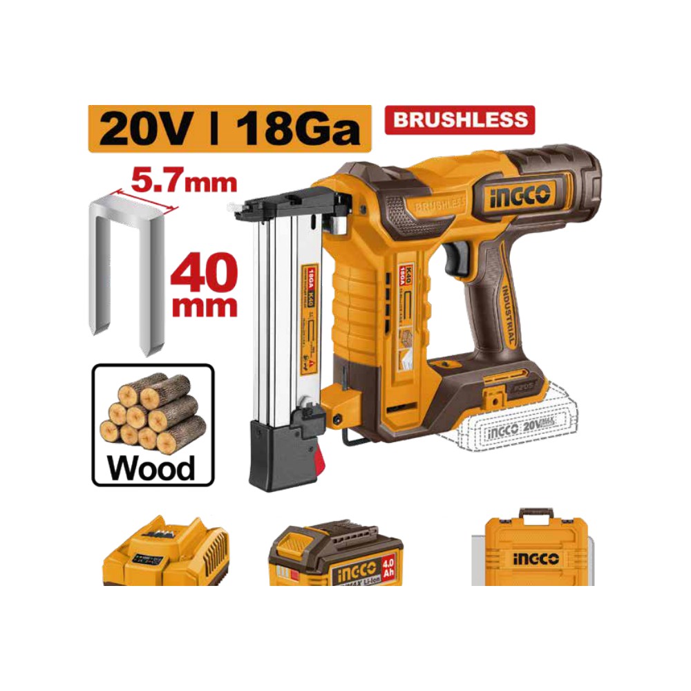Grapadora inalámbrica 20V 40MM INGCO