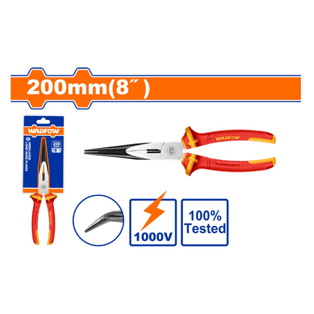 [WPL4938] Pinza punta curva aislado electricista 8"1000V