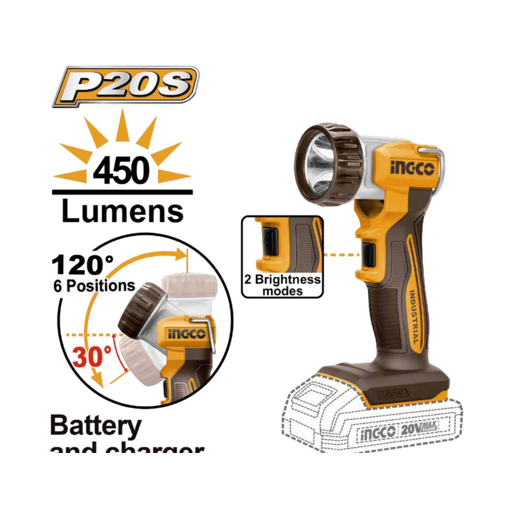 Linterna de trabajo inalámbrica 450LM 20V