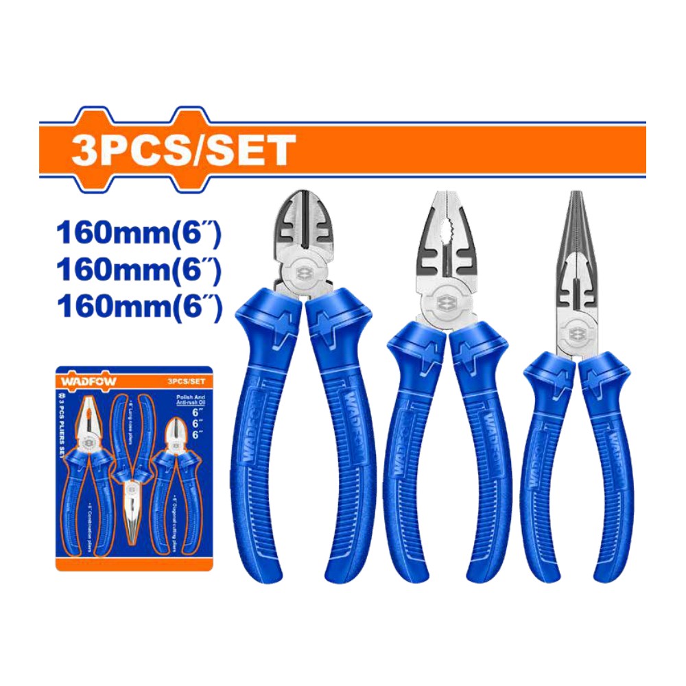 Juego de 3 alicates azul 6"