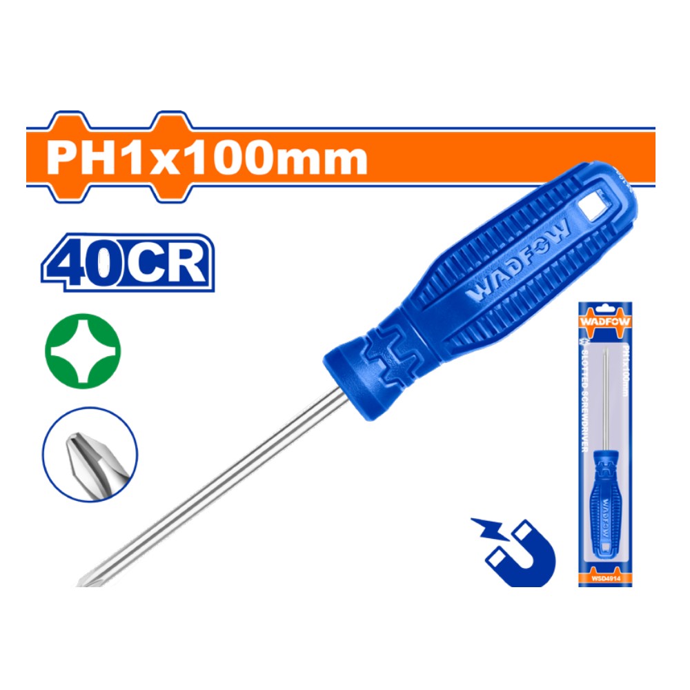 Destornillador estrella 3/16"X4" azul funda PH1