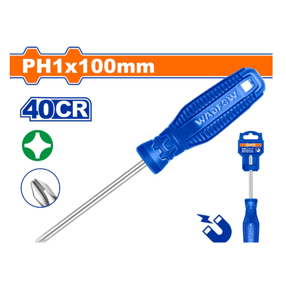 Destornillador estrella 3/16" X 4" azul blister