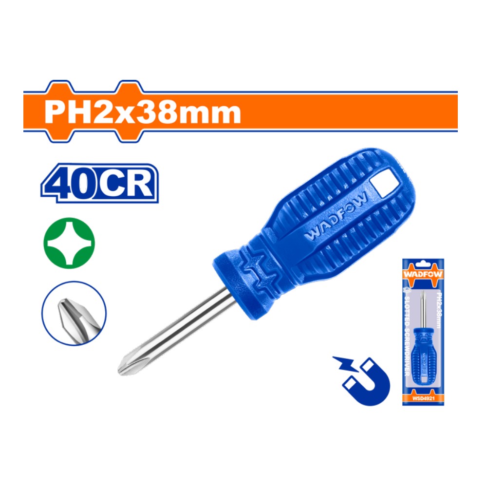 Destornillador estrella 1/4" X 1.1/2" PH2 azul funda torombolo