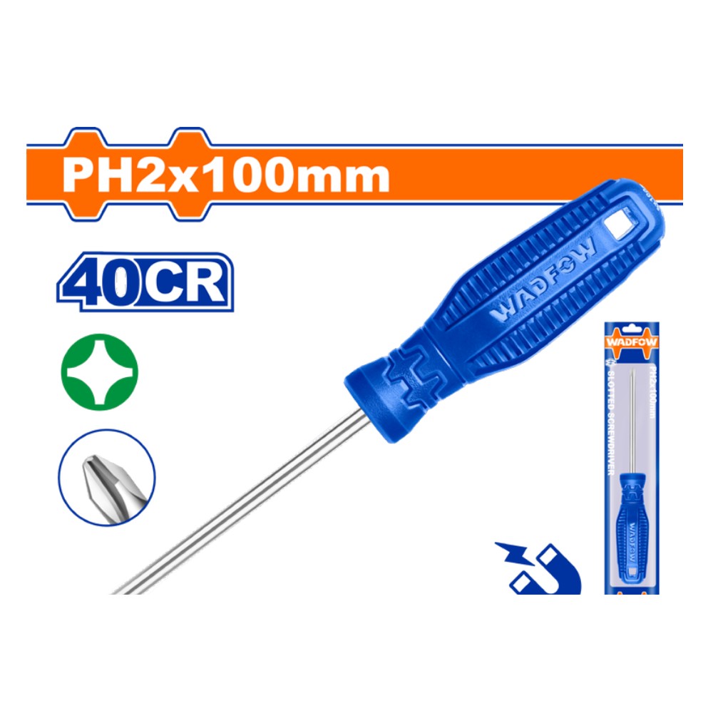 Destornillador estrella de 1/4" X 4" azul funda PH2