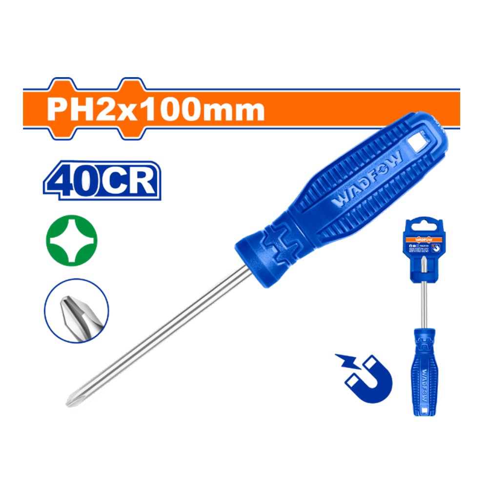 Destornillador estrella 1/4"X 4" azul blister PH2