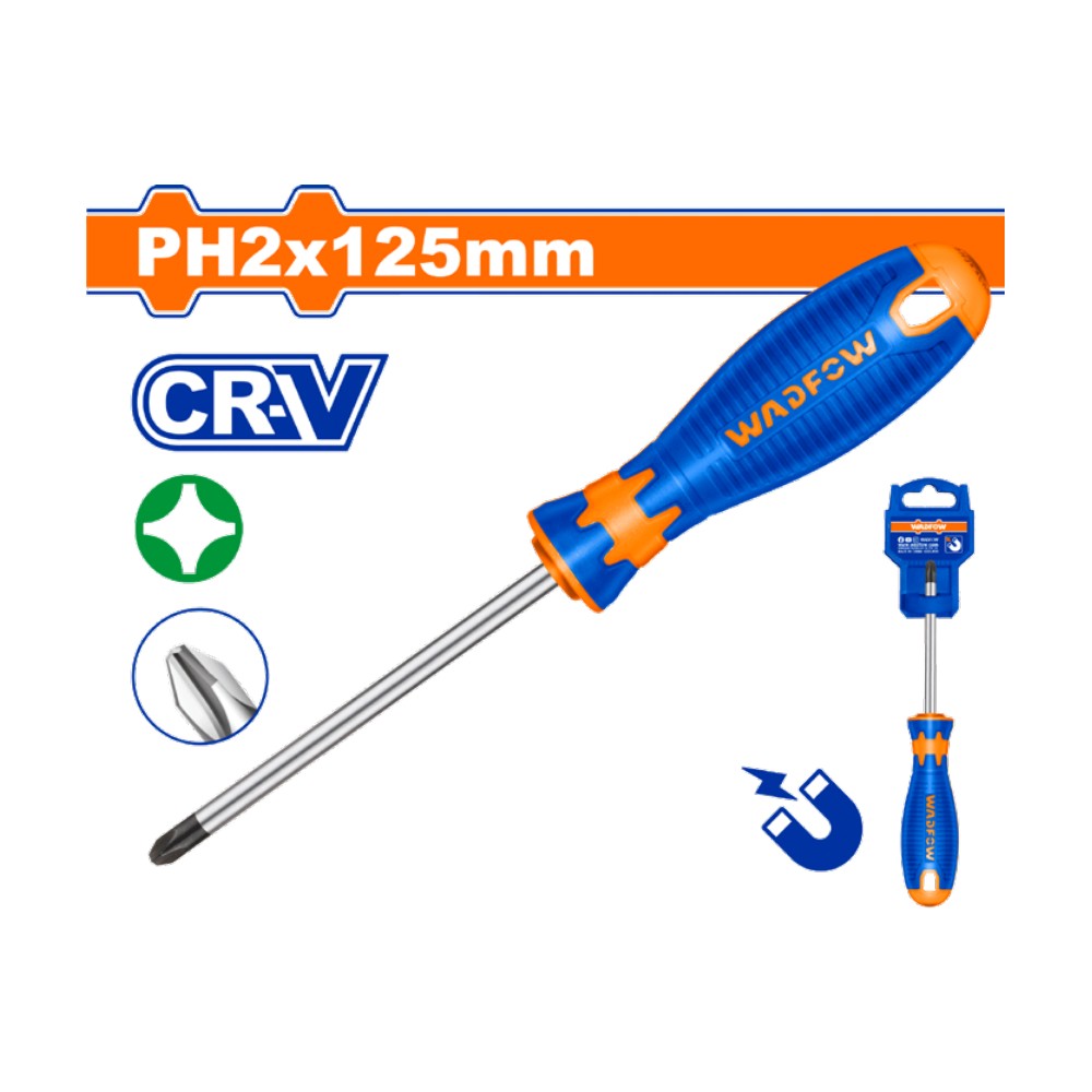 [WSD2225] Destornillador estrella 1/4" X 5" bicolor blister PH2