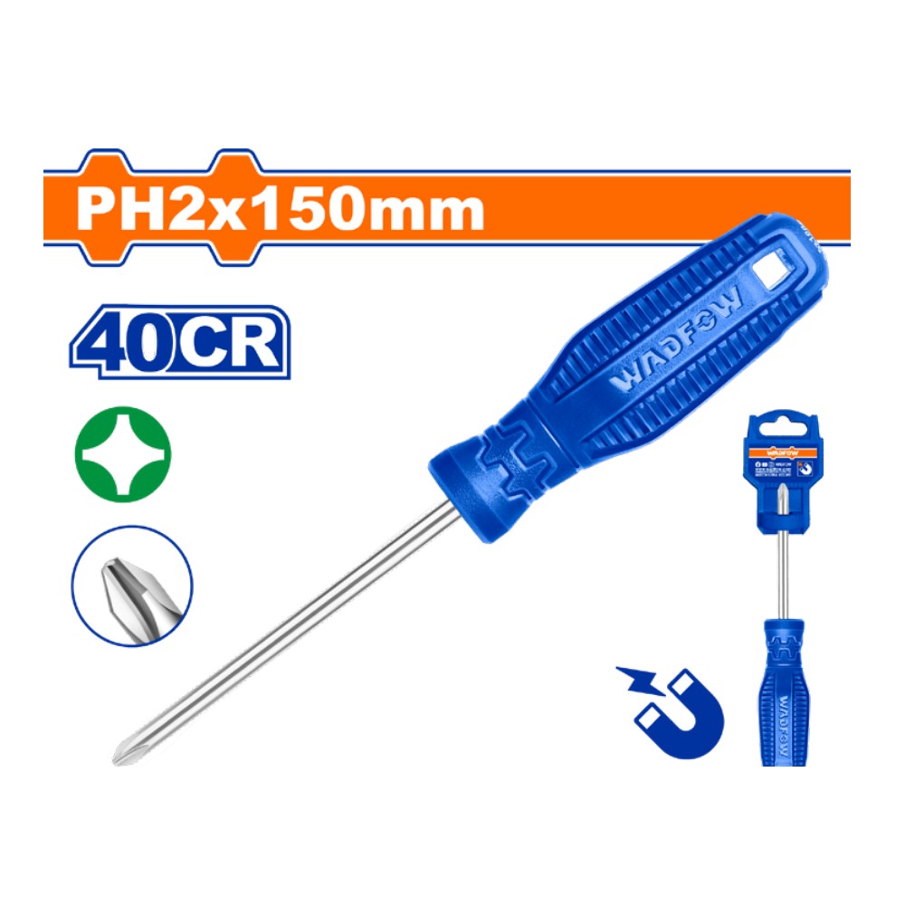 Destornillador estrella 1/4" X 6" azul funda