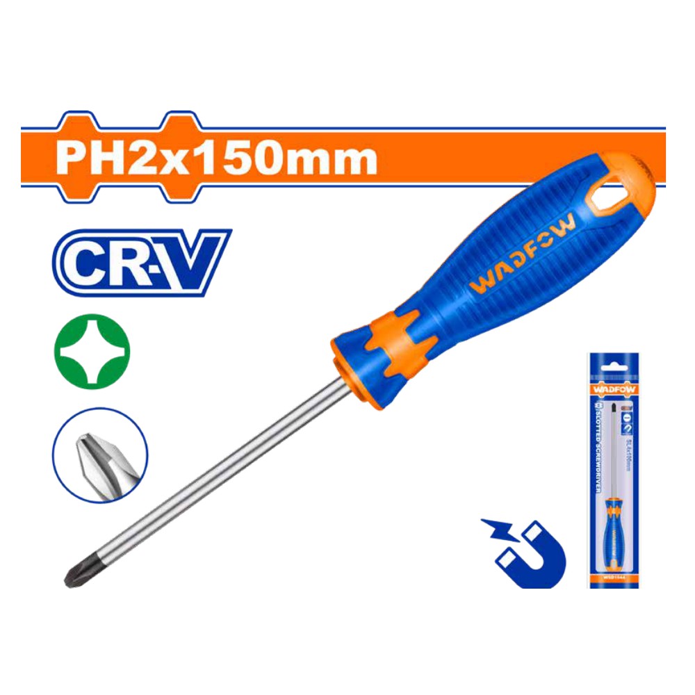 Destornillador estrella 1/4"X 6" bicolor funda PH2