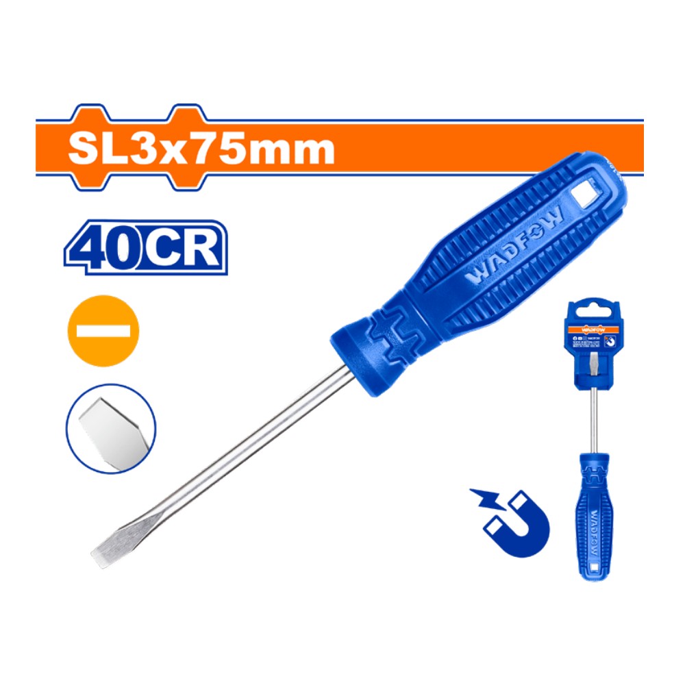 Destornillador plano 1/8" X 3" azul blister