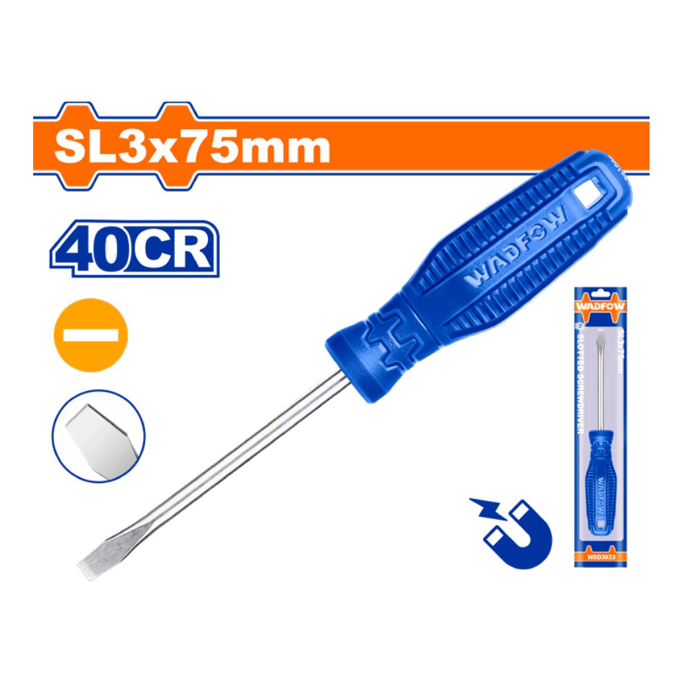 Destornillador plano 1/8" X 3" azul funda